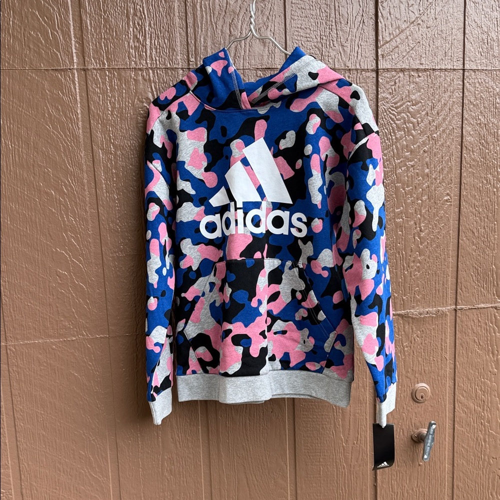 Adidas NWT Blue and Pink Camo Hoodie